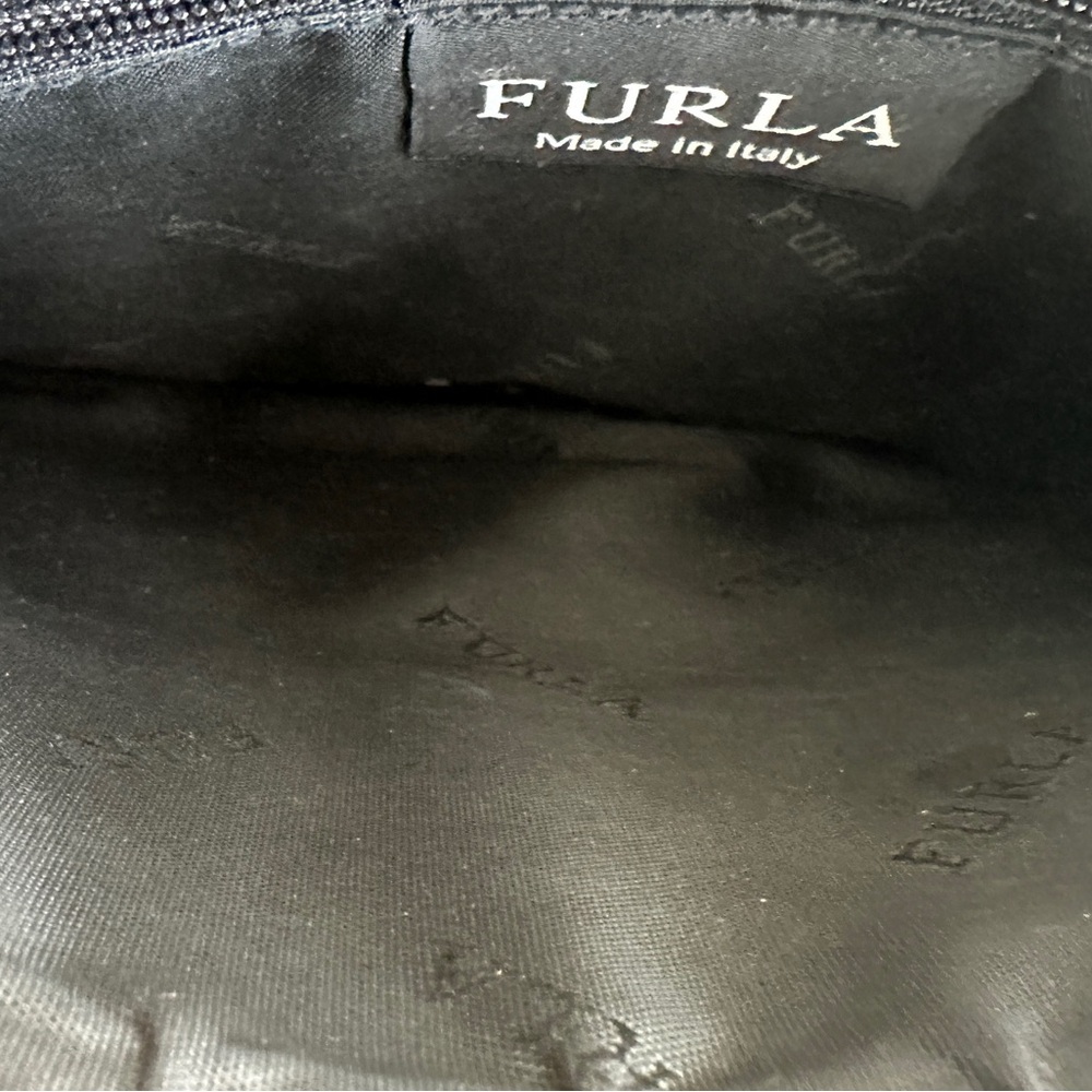 FURLA black patent leather and lambswool shoulder bag EUC - Picture 10 of 16